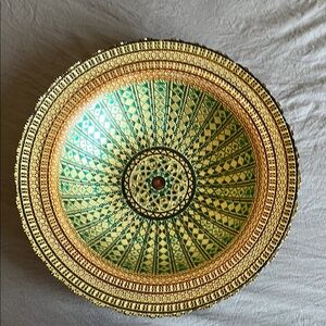 Intricate Green and Gold Decorative Bowl only $50 !